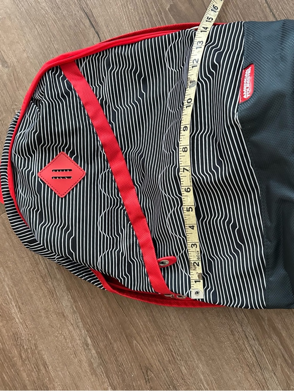 American Tourister/Disney NWOT Black & Red Striped Backpack - Picture 5 of 5